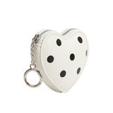 Puffy Polka Dot Heart White Vegan Bag Charm