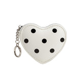 Puffy Polka Dot Heart White Vegan Bag Charm