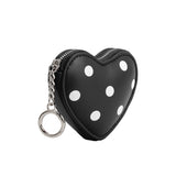 Puffy Polka Dot Heart Black Vegan Bag Charm