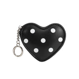 Puffy Polka Dot Heart Black Vegan Bag Charm