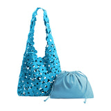 Aster Blue Floral Cotton Tote Bag