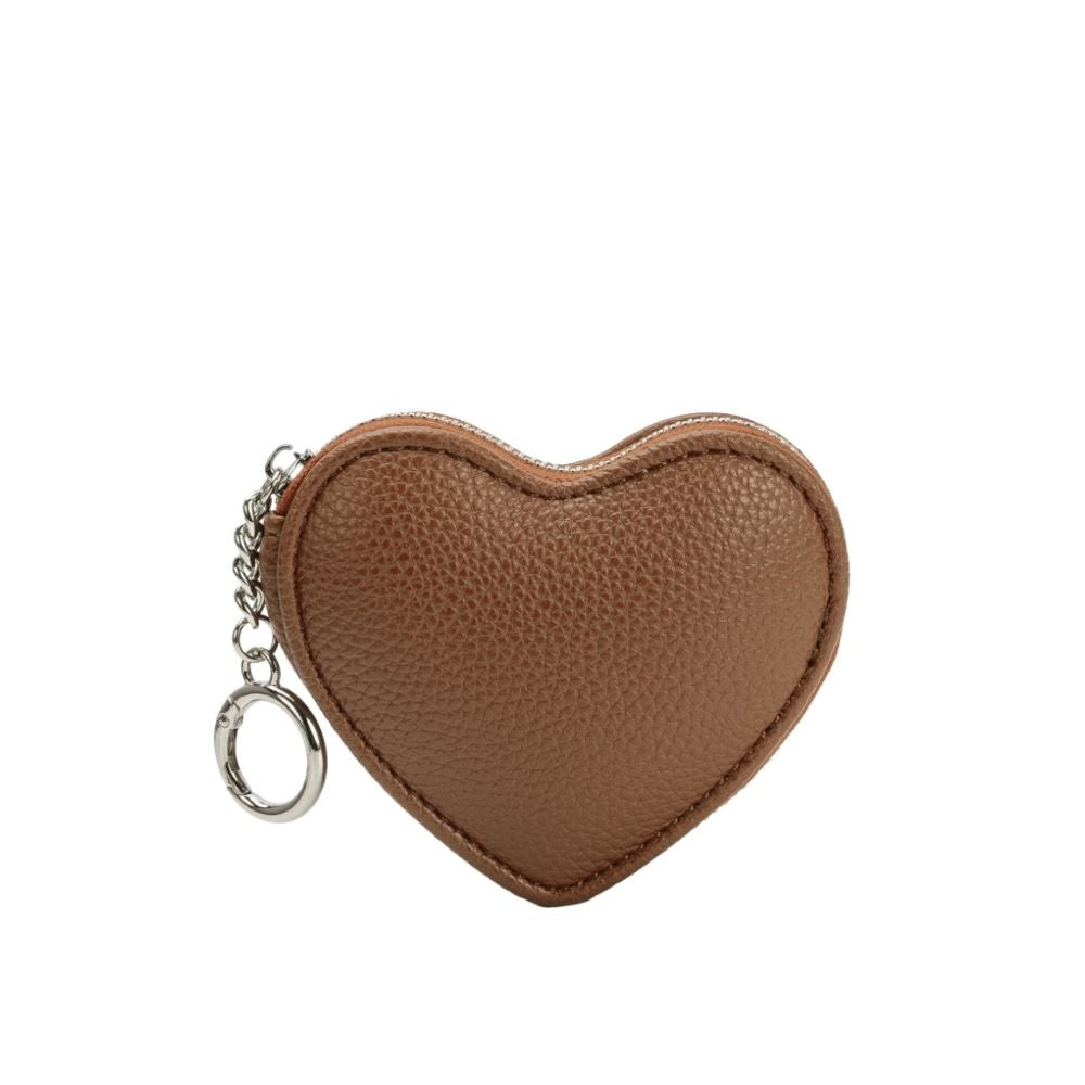 Chocolate Puffy Heart Vegan Leather Bag Charm Melie Bianco