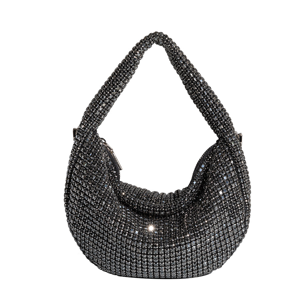 Black Milly Small Crystal Crossbody Bag | Melie Bianco