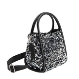 Cassandra Silver Sequin Top Handle Bag