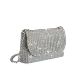 Kiki Silver Rhinestone Crossbody Clutch