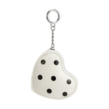 Puffy Polka Dot Heart White Vegan Bag Charm