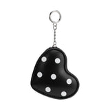 Puffy Polka Dot Heart Black Vegan Bag Charm