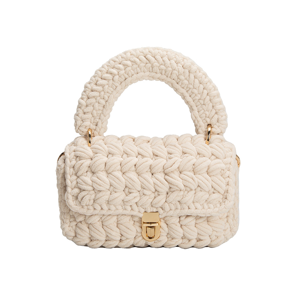 Avery Chenille Ivory Crossbody Bag