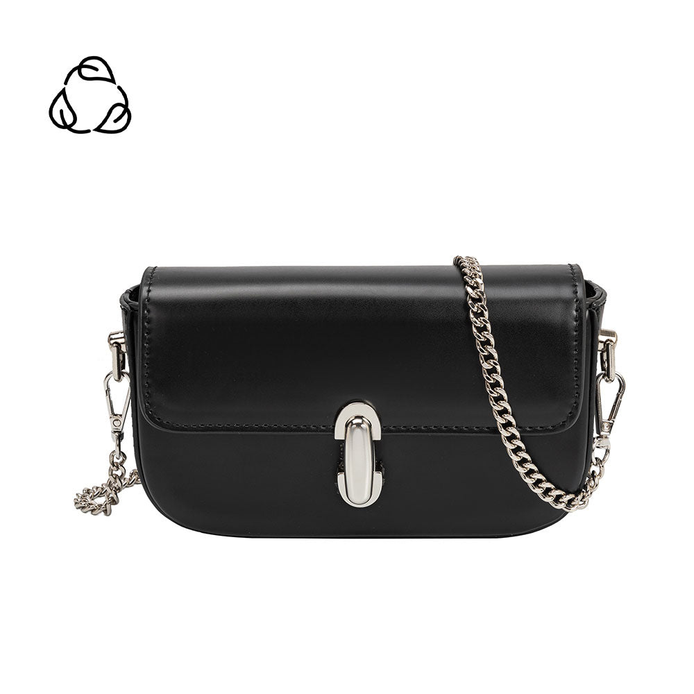 Black Helena Small Recycled Vegan Leather Crossbody Bag | Melie Bianco