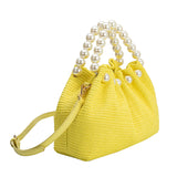 Josie Yellow Small Straw Top Handle Bag