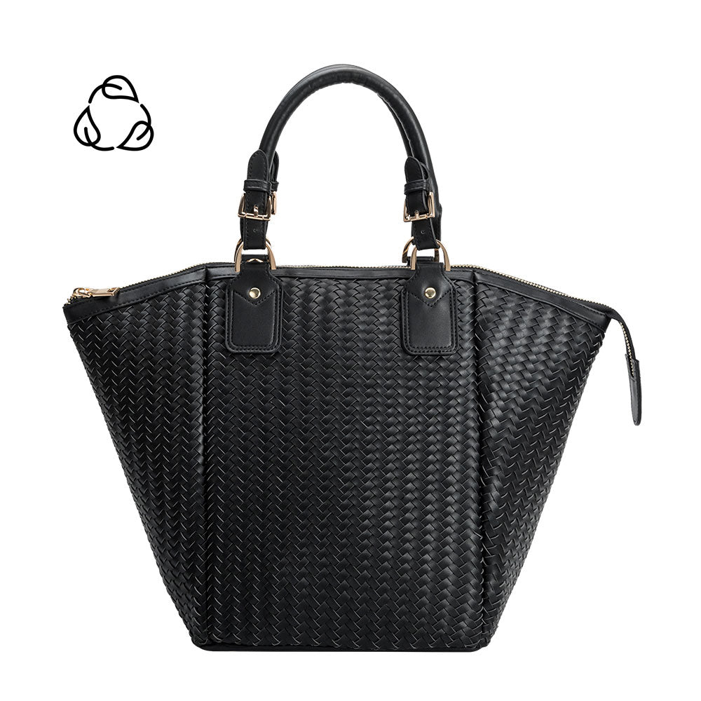 Black Valerie Large Recycled Vegan Leather Tote Bag | Melie Bianco