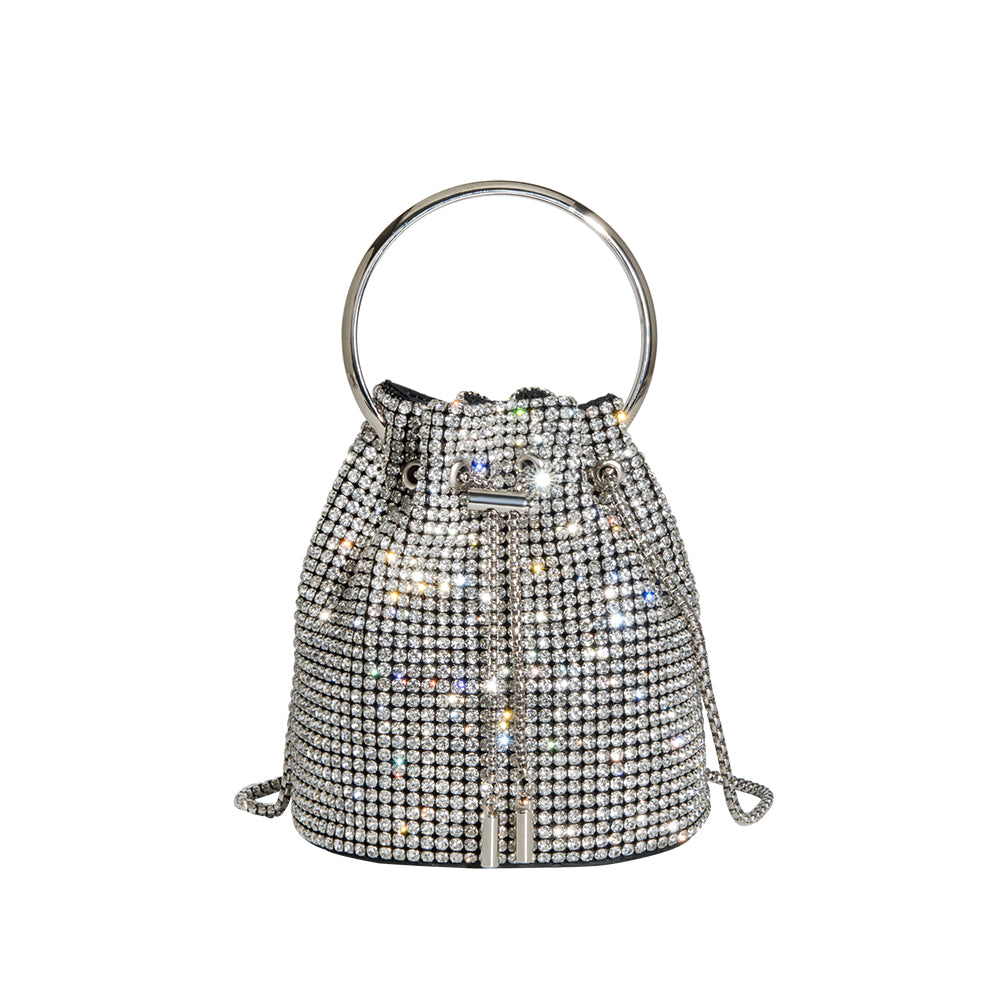 Silver Kasee Small Crystal Top Handle Bag | Melie Bianco