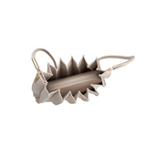 A bone pleated vegan leather shoulder bag with zip pouch inside.