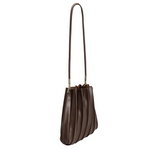 A chocolate pleated vegan leather shoulder bag 