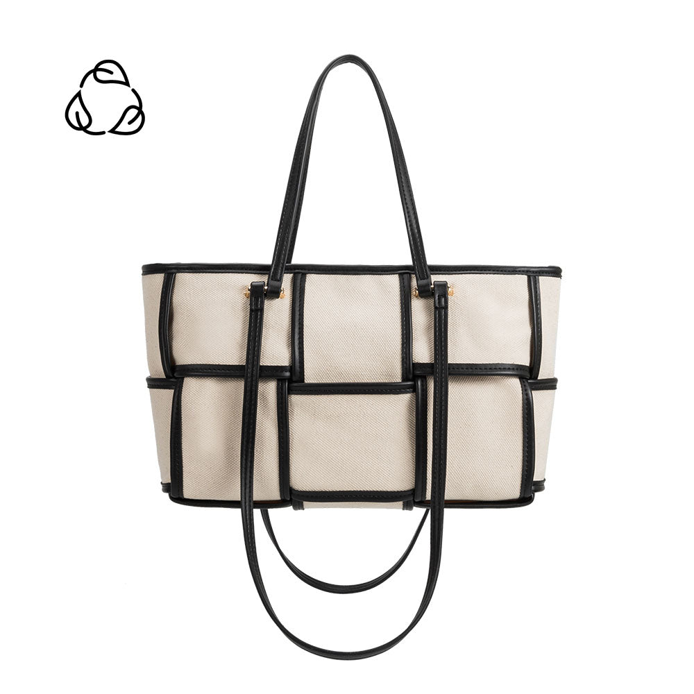 Deux Lux Ivory/Black Canvas/Vegan Leather Backpack - $23 - From