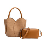 Tulip Tan Embossed Raffia Recycled Vegan Top Handle Bag