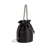 Jeane Black Satin Top Handle Bag