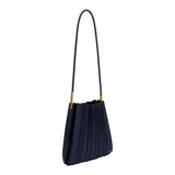 Carrie Navy Pleated Vegan Suede Shoulder Bag