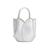 Tulip Metallic Silver Mini Recycled Vegan Top Handle Bag