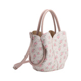 Tulip Pink Flowers Recycled Vegan Top Handle Bag