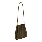 Carrie Olive Pleated Vegan Suede Shoulder Bag