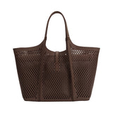 Malia Chocolate Laser Cut Vegan Leather Tote Bag