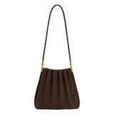 Carrie Chocolate Pleated Vegan Suede Shoulder Bag