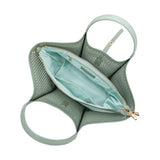 Malia Sage Laser Cut Vegan Leather Tote Bag