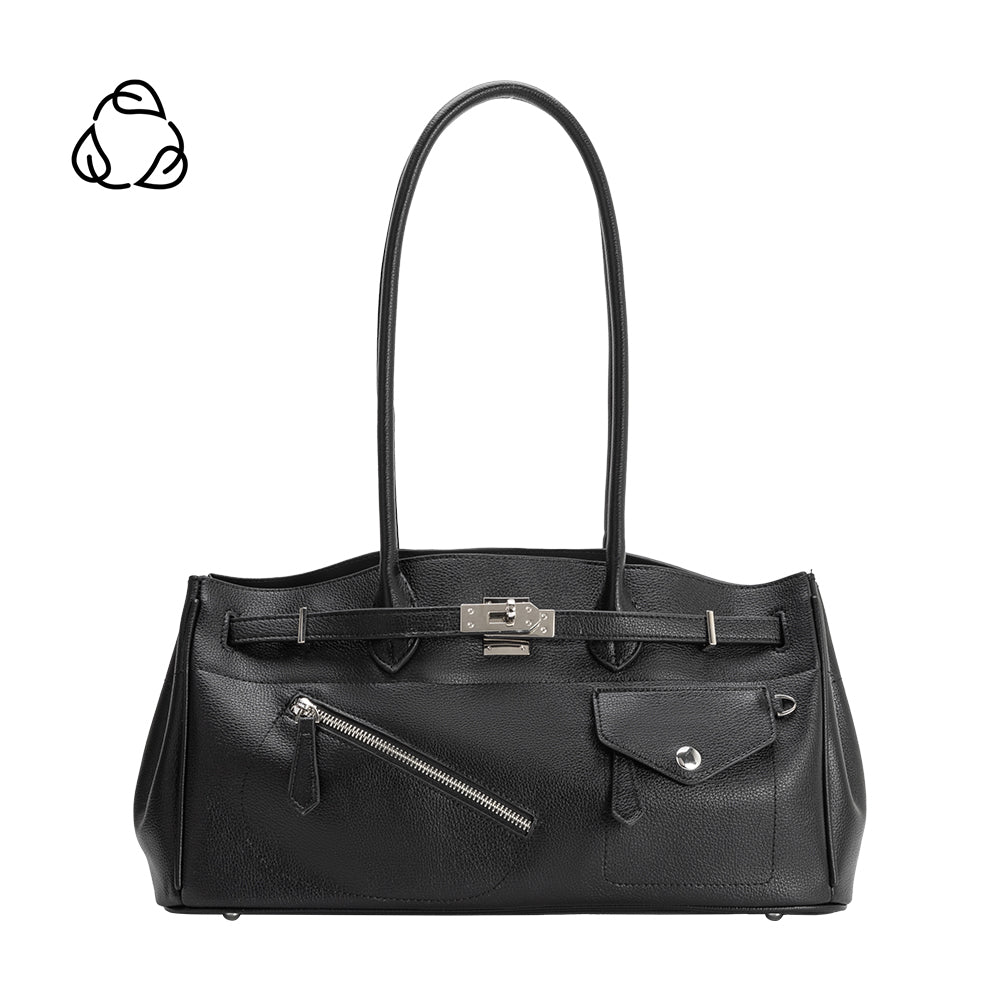 【美品】Oribianco leather bag Black Rocky Recycled Vegan Leather Shoulder Bag | Melie Bianco