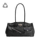 Rocky Black Recycled Vegan Leather Shoulder Bag