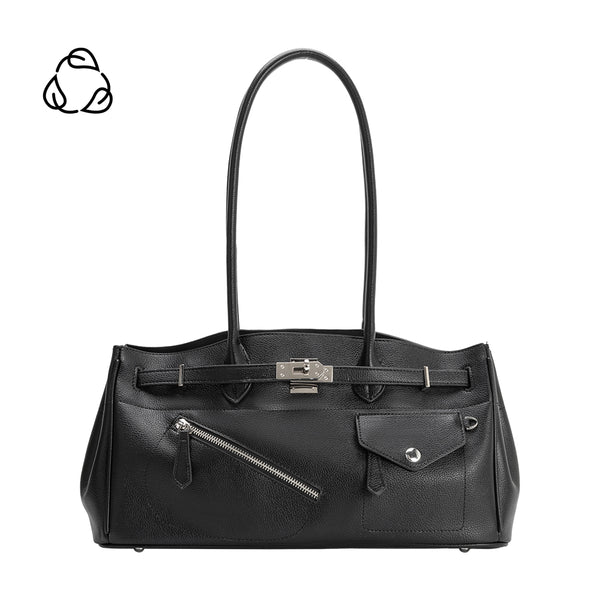 Black Rocky Recycled Vegan Leather Shoulder Bag | Melie Bianco