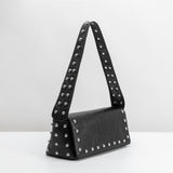 SAMPLE SM7439-2 Black Studded Distressed Shoulder Bag - FINAL SALE