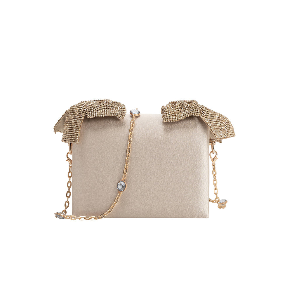 Yuri Champagne Bow Crossbody Bag