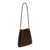 Carrie Chocolate Pleated Vegan Suede Shoulder Bag