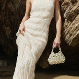 Lulu Pearl Beaded Top Handle Bag