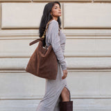 Venus Espresso Recycled Vegan Suede Tote Bag