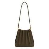 Carrie Olive Pleated Vegan Suede Shoulder Bag