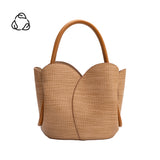 Tulip Tan Embossed Raffia Recycled Vegan Top Handle Bag