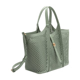 Malia Sage Laser Cut Vegan Leather Tote Bag