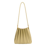 Carrie Avocado Pleated Vegan Leather Shoulder Bag