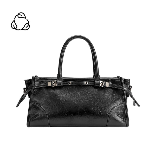 Black Rhonda Recycled Vegan Leather Top Handle Bag | Melie Bianco