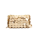 Gillie Gold Sequins Vegan Leather Crossbody Bag