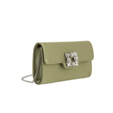 Elodie Green Satin Crossbody Bag