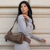 Valeria Olive Recycled Vegan Suede Shoulder Bag