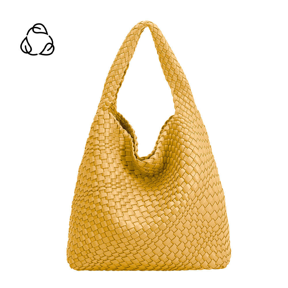 Yellow Johanna Large Recycled Vegan Leather Shoulder Bag | Melie Bianco