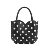 Tulip Black Polka Dot Recycled Vegan Top Handle Bag