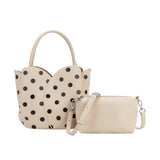 Tulip Cream Polka Dot Recycled Vegan Top Handle Bag