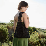 Aster Black Floral Cotton Tote Bag