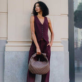 Brigitte Studded Chocolate Large Recycled Vegan Shoulder Bag