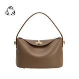 Lana Taupe Recycled Vegan Leather Crossbody Bag